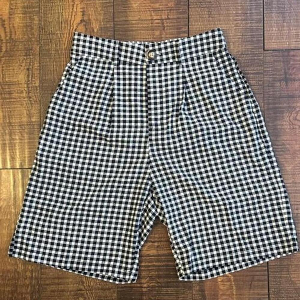 Y2K 90s minimal black and white gingham flare pants Size S